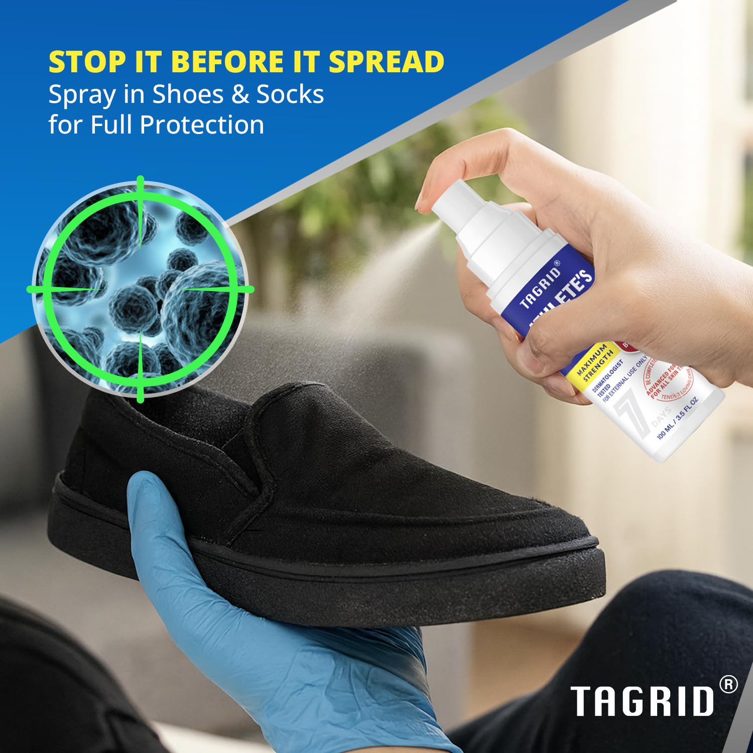 TAGRID Athletes Foot Treatment: Maximum Strength Antifungal Spray for Athletes Foot Fungus Jock Itch Ringworm Treatment for Huma