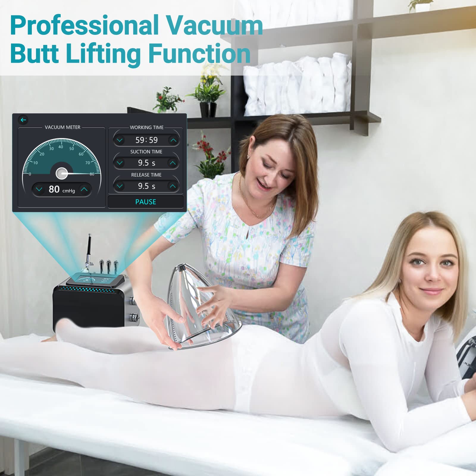 MYSWEETY Vacuum Therapy Machine, 3 in 1 Mutilfunction Cupping Therapy Sets, Professional Facial Skin Care Machine with Spray Gun