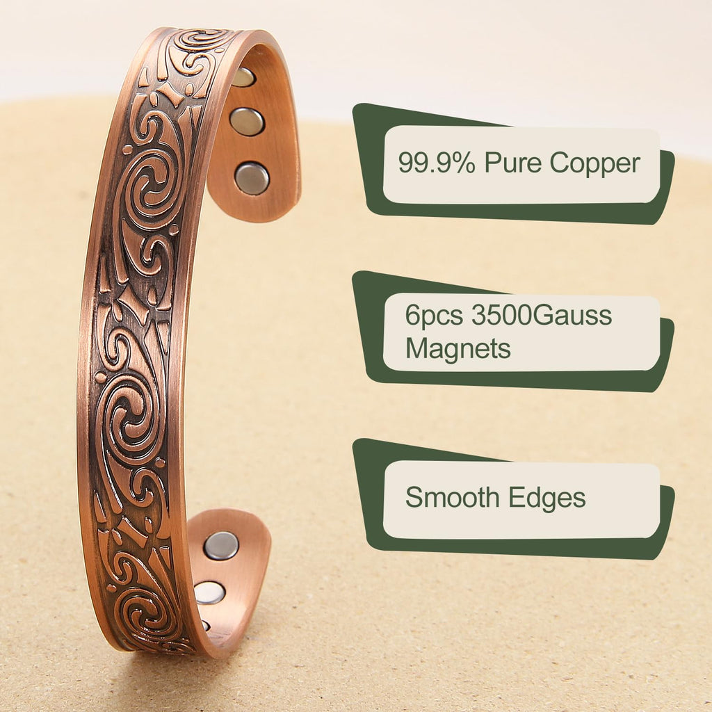 MagEnergy Copper Bracelet for Men 99.9% Copper Magnetic Adjustable Bracelet with Jewelry Gift Box