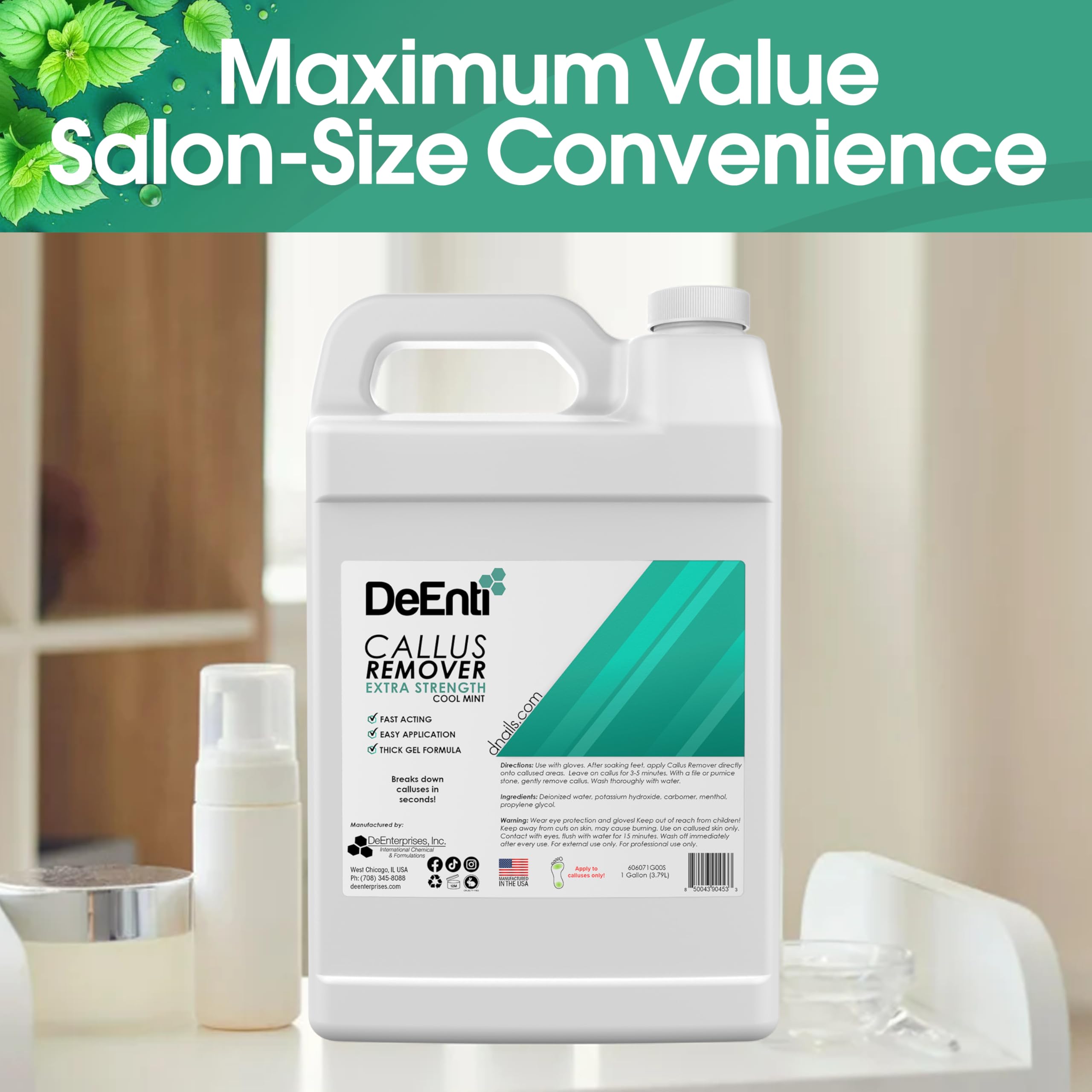 DeEnti Callus Remover for Feet, Extra Strength Foot Callus Remover Gel, 128oz Gallon Salon Grade Bulk Pedicure Supplies for Dry