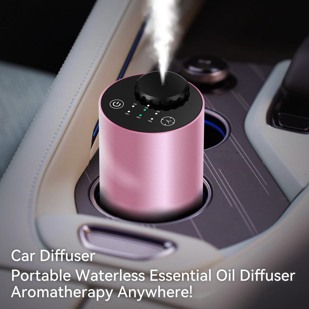 Waterless Diffuser for Essential Oil, Battery Operated Portable Nebulizer, Automatic Scent Aromatherapy Machine, 3 Timer Modes &