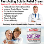 Sciatica Nerve Cream - Maximum Strength Comfort Cream for Feet, Hands, Legs, Toes, Back - Natural Ultra Strength Arnica, MSM, Me