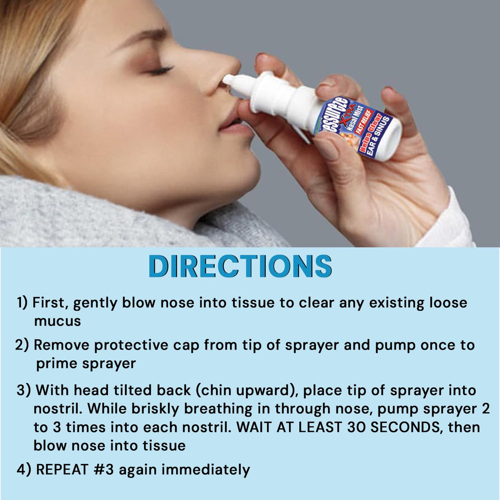 Pressureze Xtra - Natural- Preservative Free - Sterile Nasal Spray - for Severe Sinus Congestion Relief - Opens Blocked Ear Cana