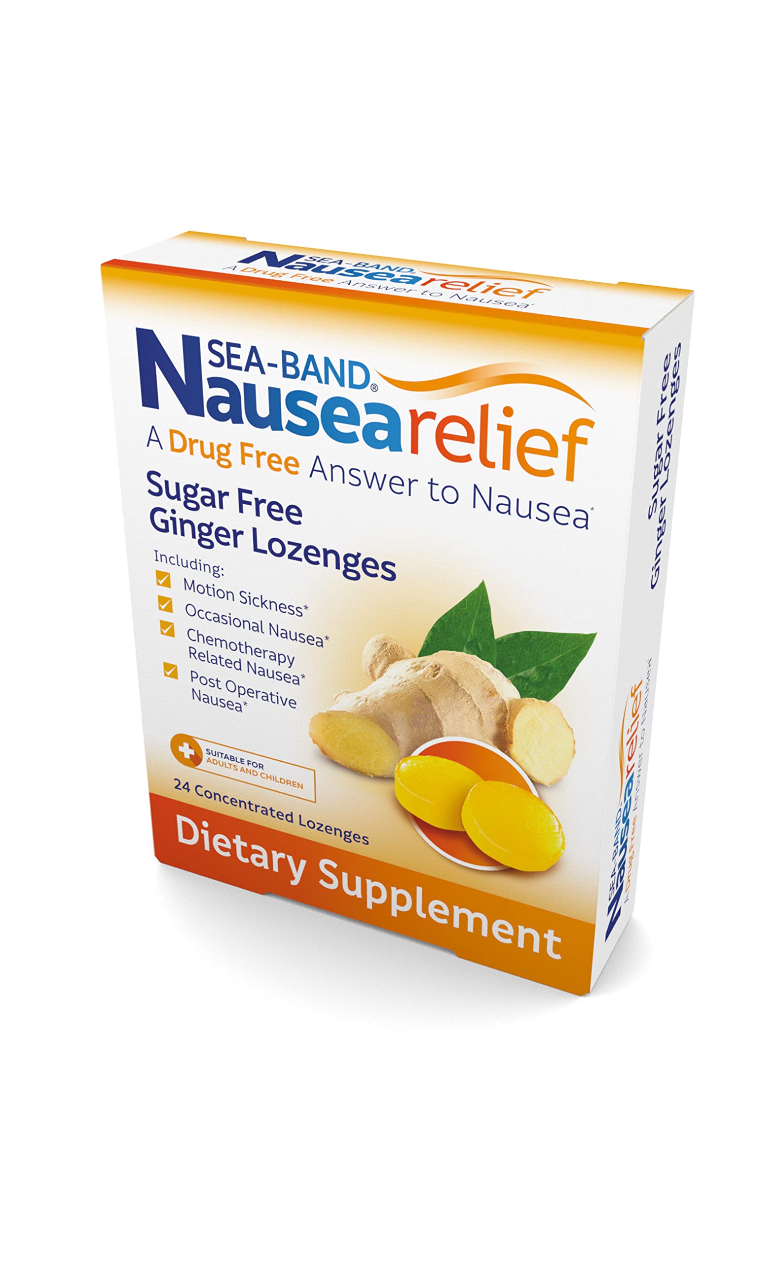 Sea-Band Ginger Lozenges, Drug and Sugar Free, for Motion Sickness and Nausea Relief*