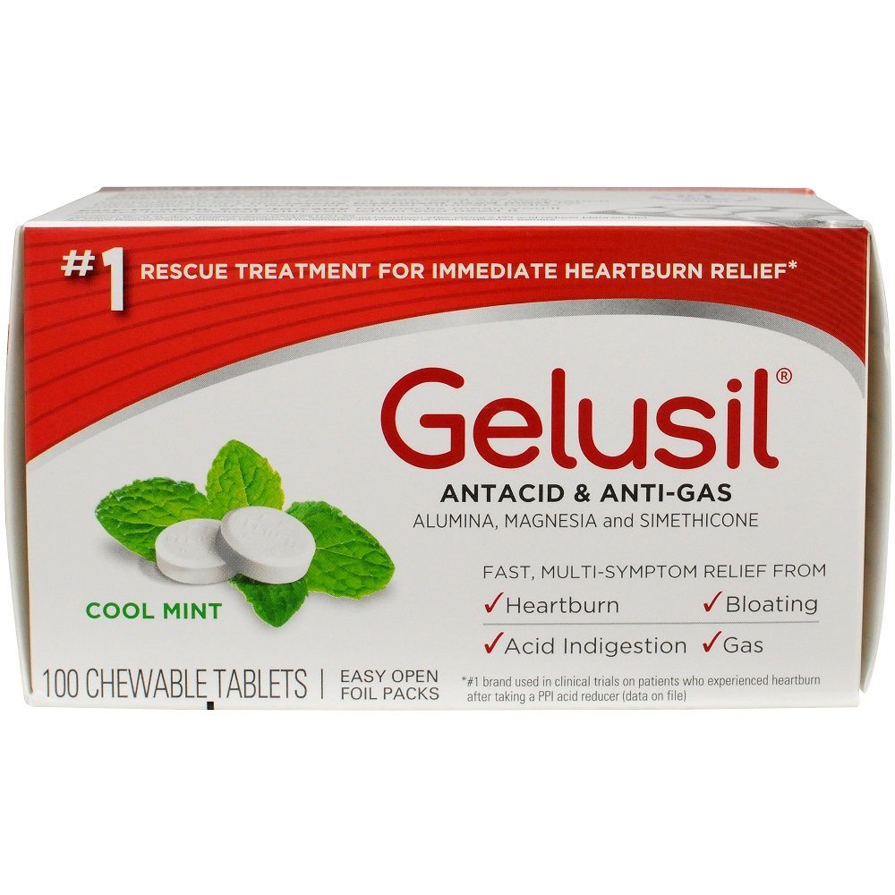Gelusil Antacid/Anti-Gas Tablets Cool Mint, 100 Tablets (Pack of 4 ...