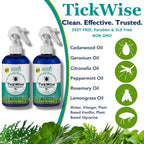 3 Moms Organics, TickWise 8oz Extra Strength Double Whammy 2-Pack - DEET- Free, Tick and Insect Repellent, Plant Based Essential