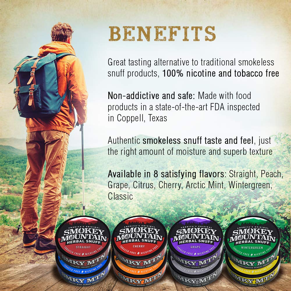 Smokey Mountain Herbal Long Cut - Citrus - 10 Can Box - Tobacco Free and Nicotine Free Snuff