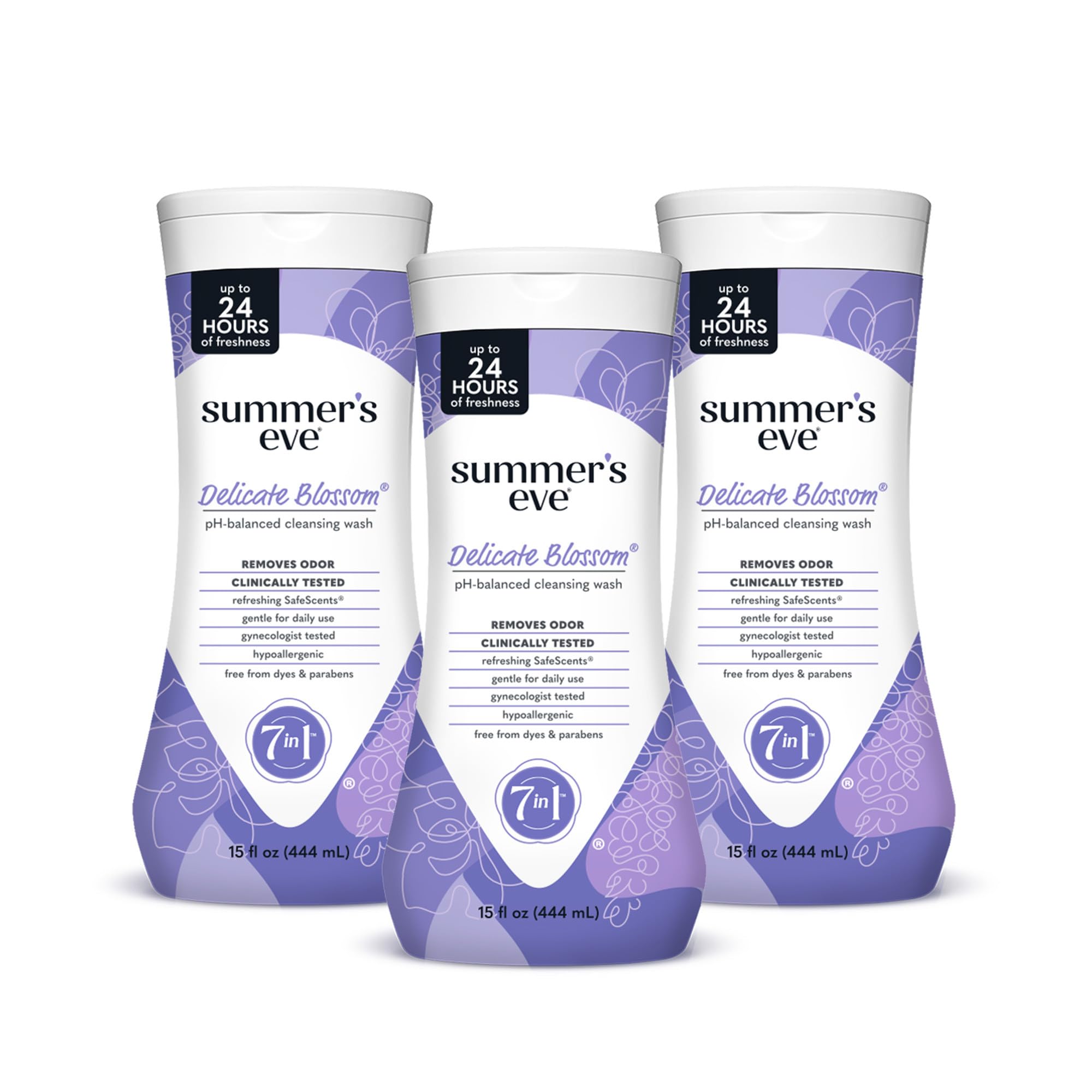 Summer's Eve Delicate Blossom Daily Refreshing All Over Feminine Body Wash, Removes Odor, Feminine Wash pH Balanced, 15 fl oz, 3
