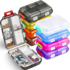 Meekoo 8 Pcs Travel Pill Organizer Pocket Portable Pill Case Daily Container Small Container Medicine Travel with 10 Compartment