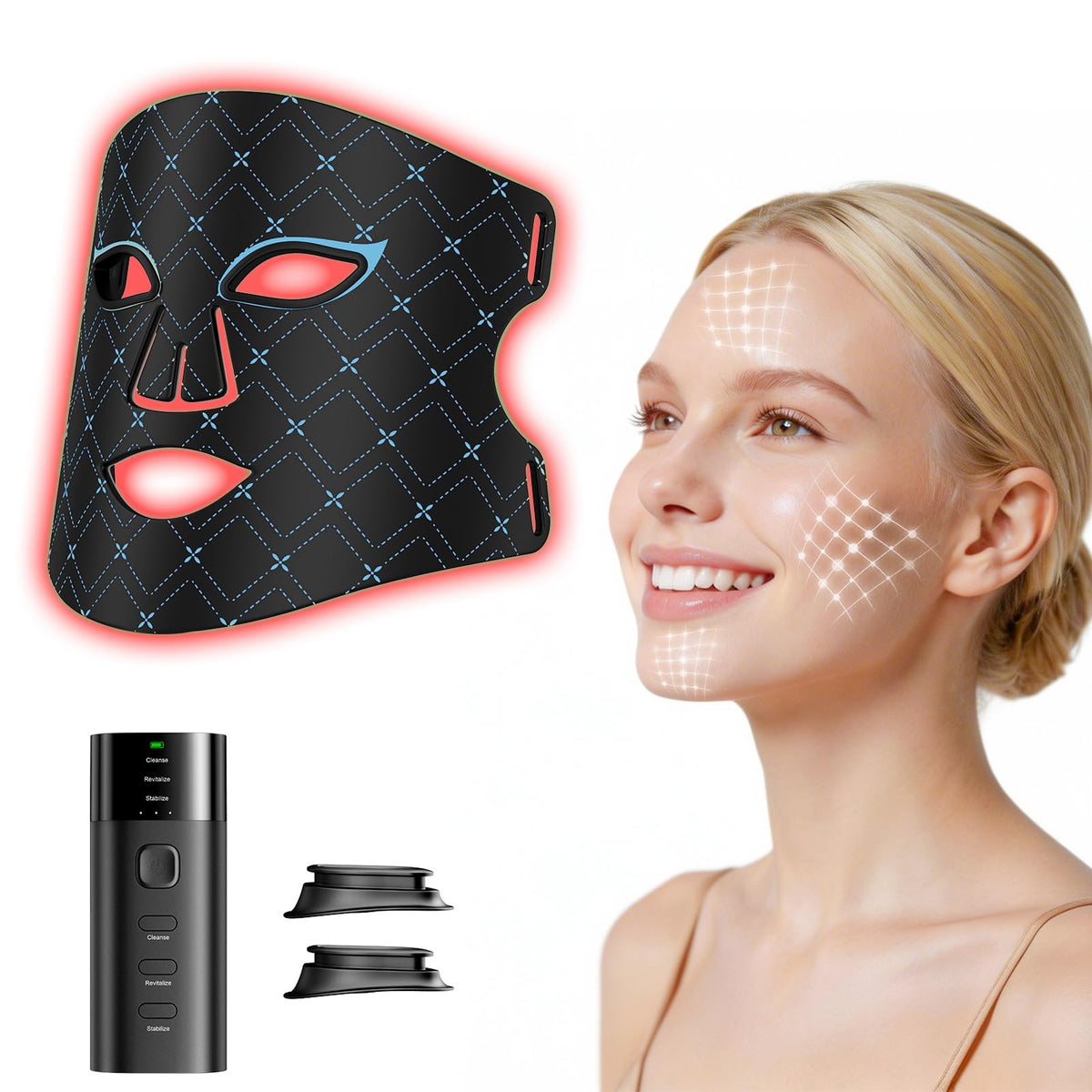 Red Light Therapy for Face with 850nm NIR, 630nm Red & Blue Light Modes