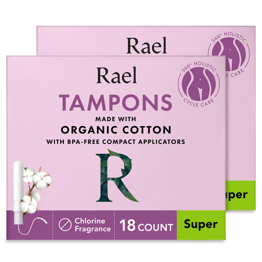 Rael Tampons, Compact Applicator Tampon Made with Organic Cotton - Tampons, Super Absorbency, BPA-Free, Chlorine Free, Leak Lock