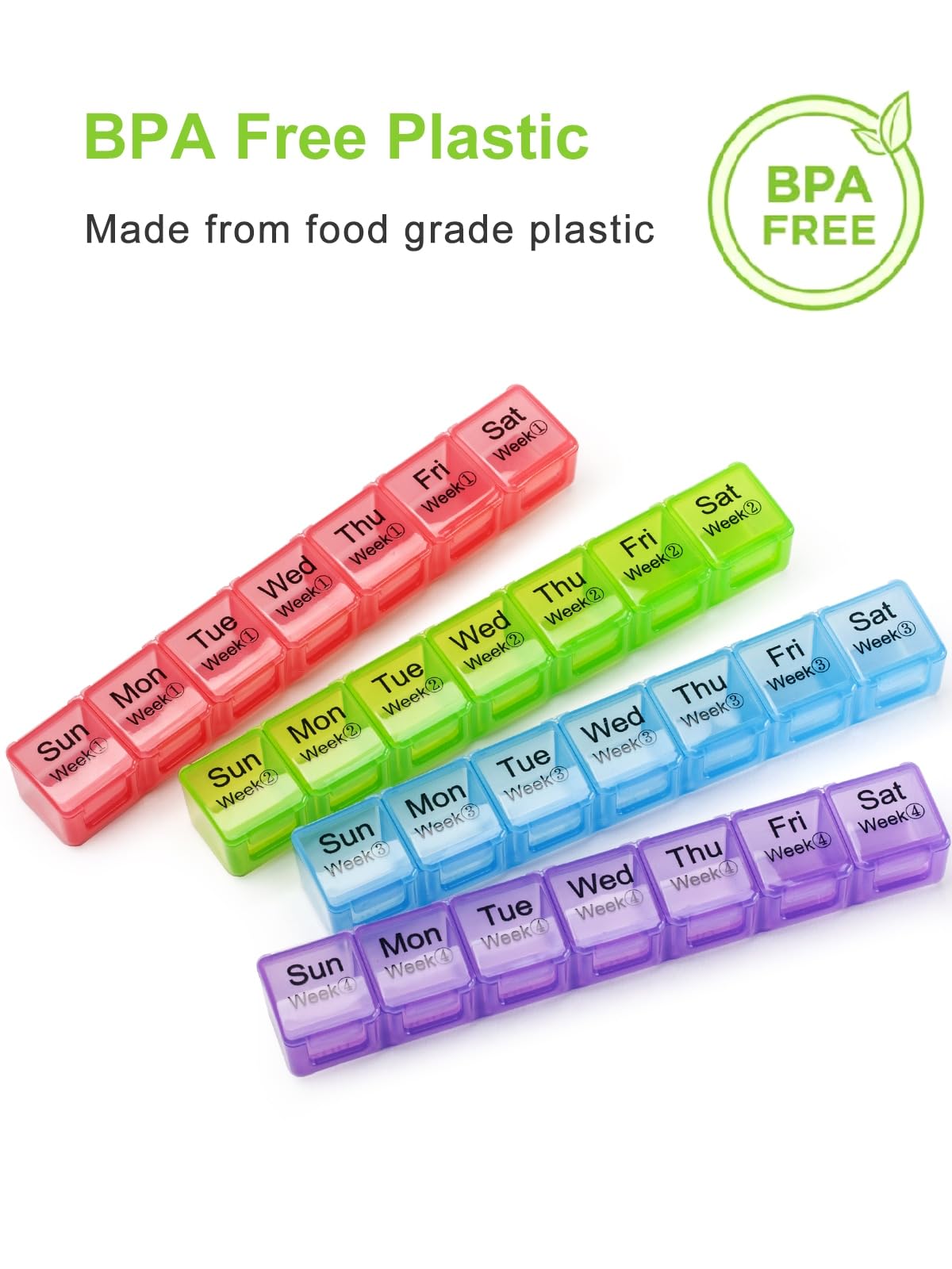 Large Monthly Pill Organizer 28 Day Case Organizerd Extra Large Compartments 4 Week Dust-Proof Pill Case Medication Reminder Por