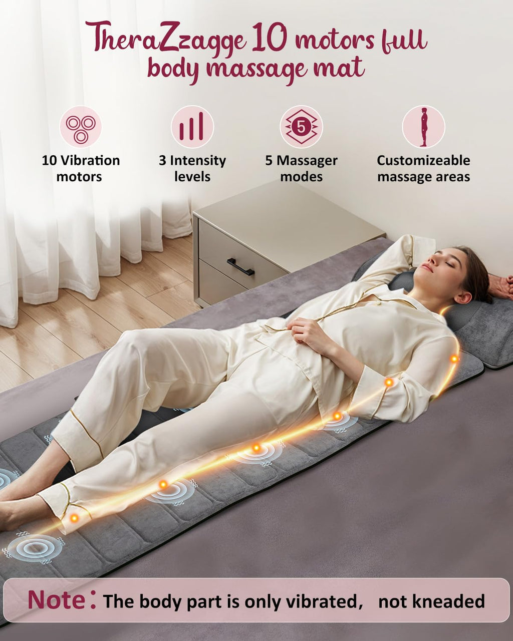 THERAZZAGGE Full Body Massage Mat with Heat, Detachable Neck Massager, Massage Pad with 10 Vibrating Motors, Home Office Use, Gi
