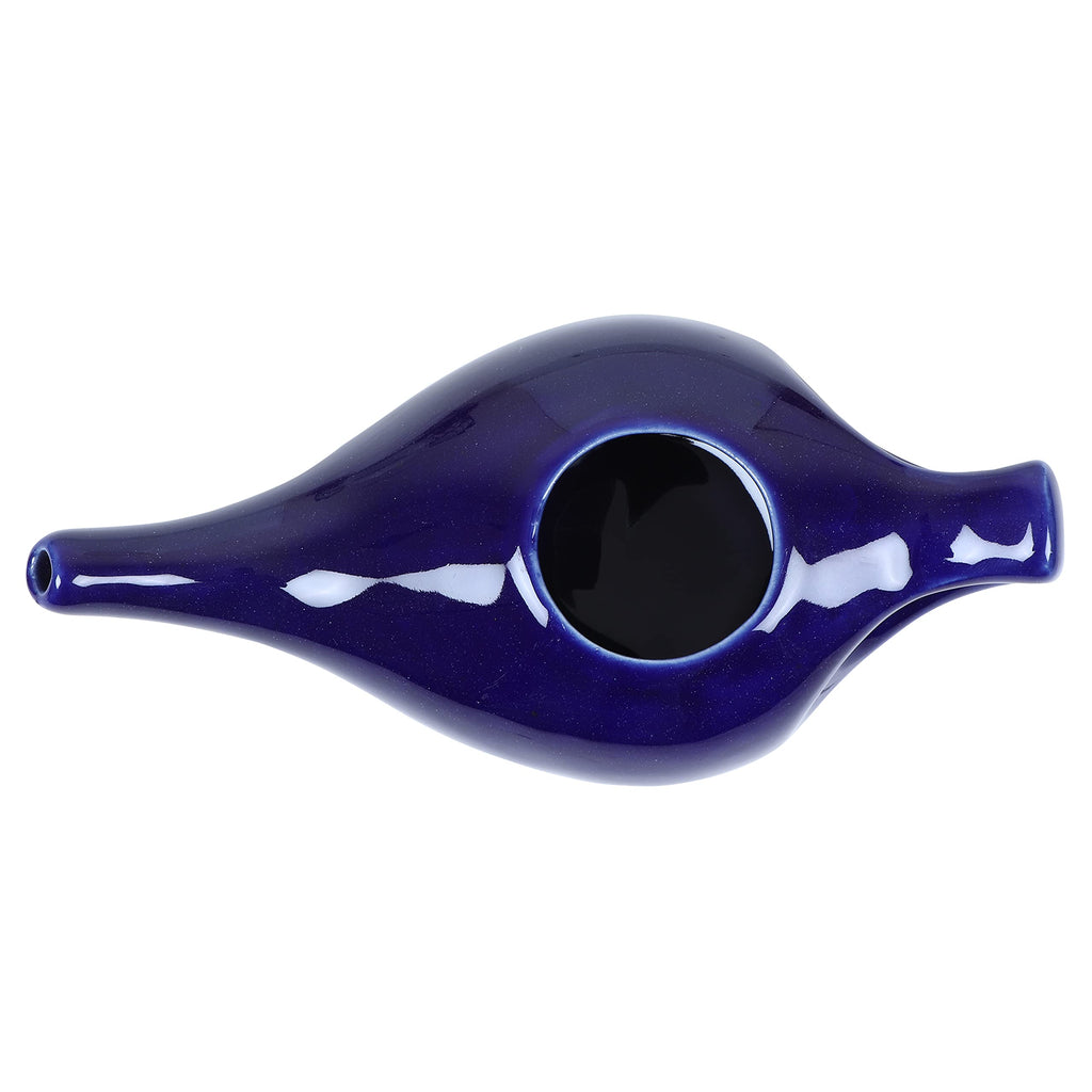 Qimacplus Leak Proof Durable Porcelain Ceramic Neti Pot Hold 230 Ml Water Comfortable Grip with 10 Sachet Neti Salt | Eco Friend