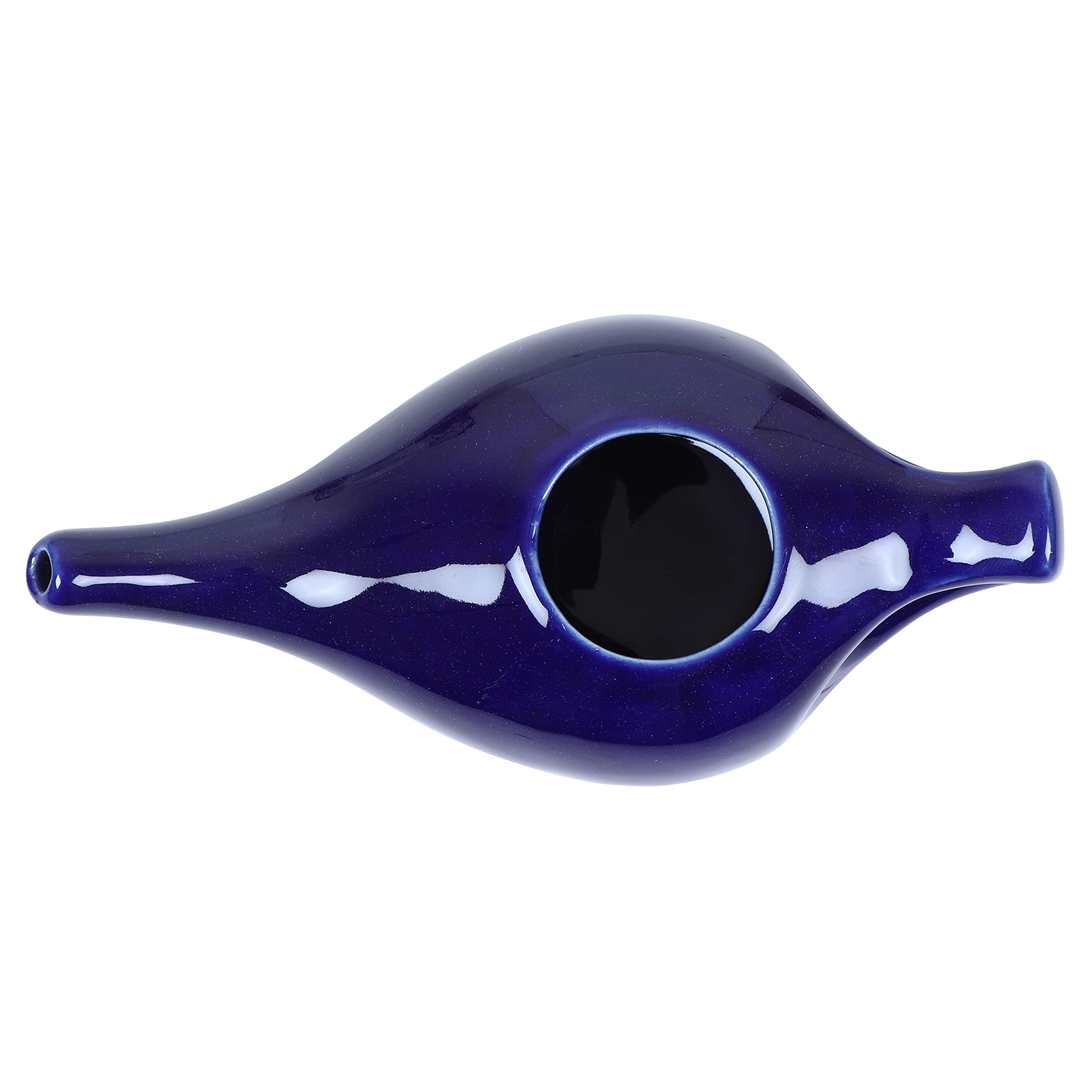 Qimacplus Leak Proof Durable Porcelain Ceramic Neti Pot Hold 230 Ml Water Comfortable Grip with 10 Sachet Neti Salt | Eco Friend