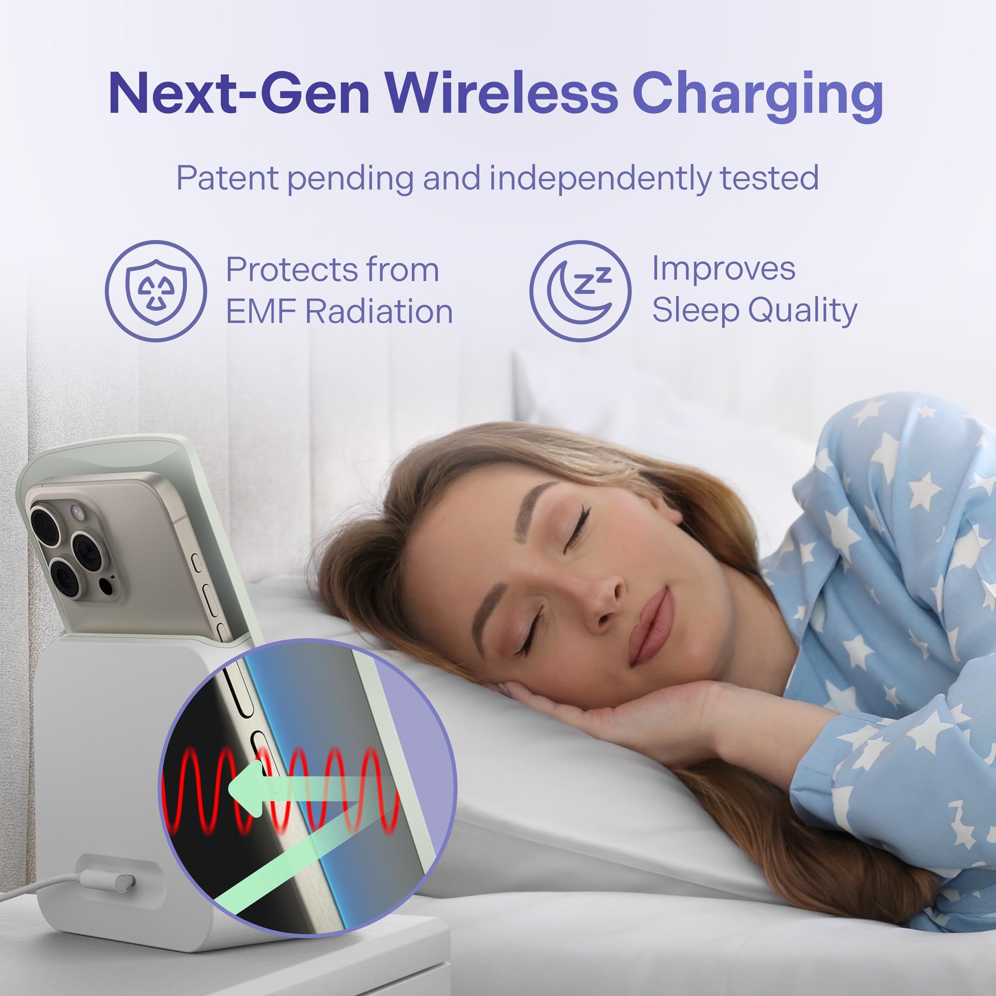Elvy Fast Qi Wireless Charger for Cell Phones - Designed with EMF Management Technology for Enhanced Charging, Advanced Environm