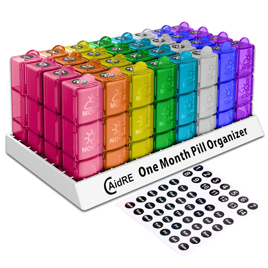 CAidRE Monthly Pill Organizer 31 Day 3 Times a Day - One Month Pill Bo ...
