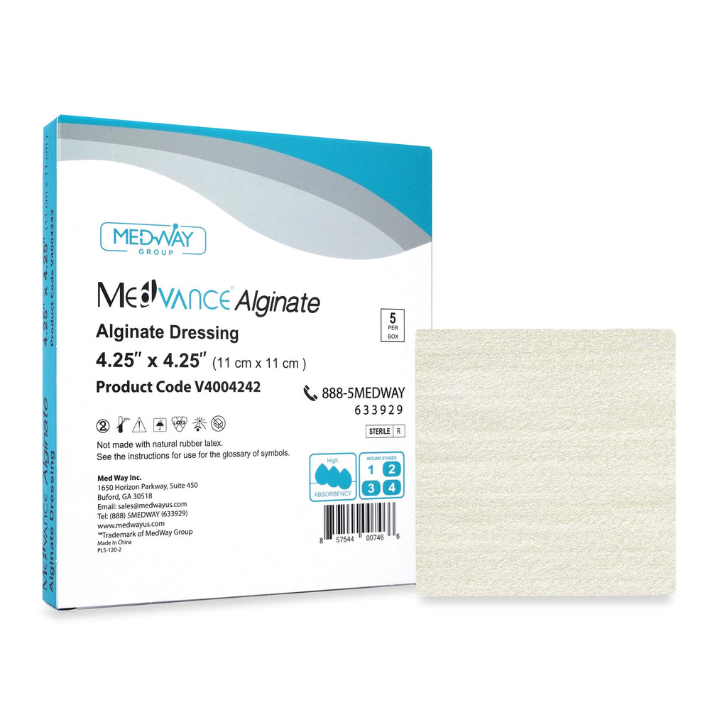 MedVance TM Alginate - Calcium Alginate Dressing 4.25x4.25 Box of 5 dressings