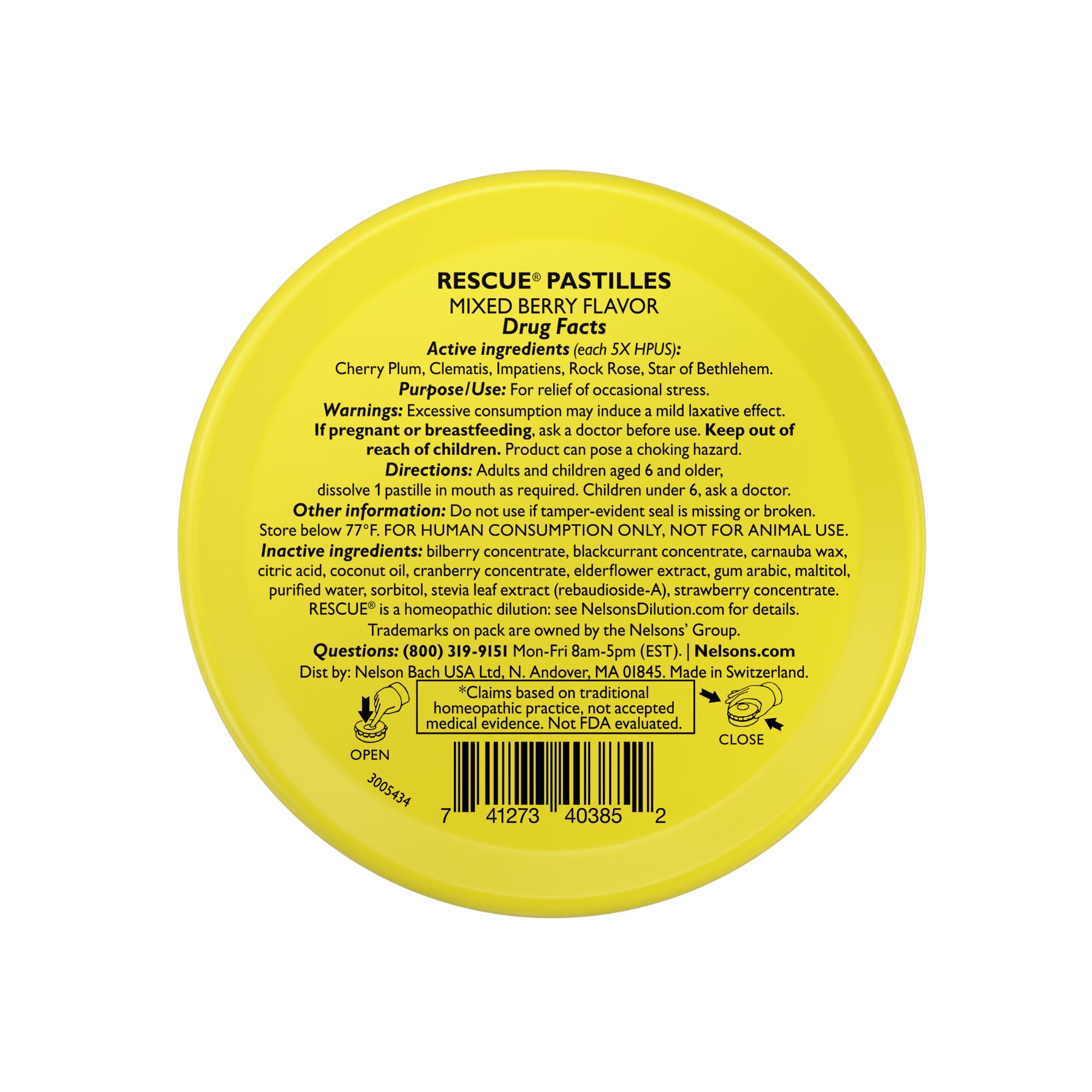 RESCUE Bach PASTILLES, Mixed Berry Flavor, Stress Relief Lozenges, Homeopathic, Flower Essences, 35 Count