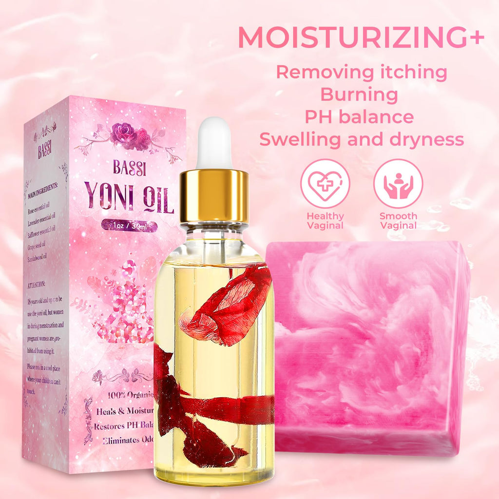 Yoni Soap Bars & Natural Yoni Oil Set, Natural Yoni Oil Vaginal Wash for Women Feminine Wash Vaginial Deodorants pH Balance, Eli