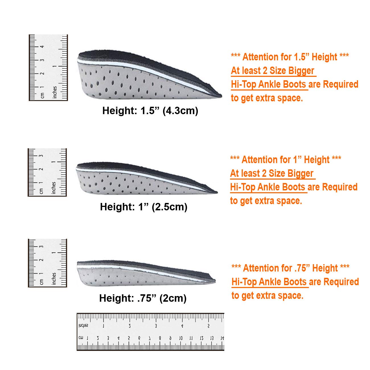 Kids Shoe Lifts Insoles Inserts Make Height Tall Boy & Girl Children (1.5 (Age 10-16 Years))