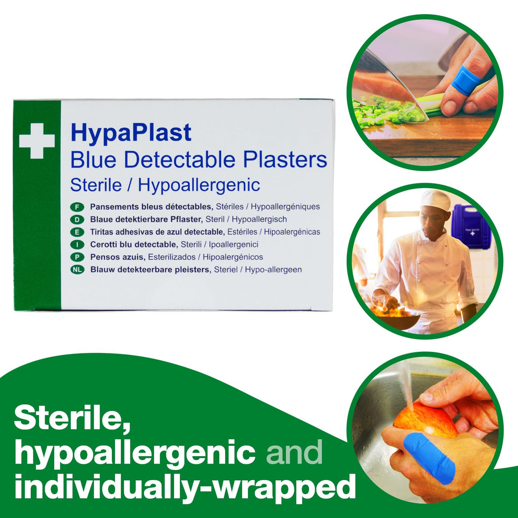 HypaPlast Blue Catering Plasters, 7.2x5cm (Pack of 100)