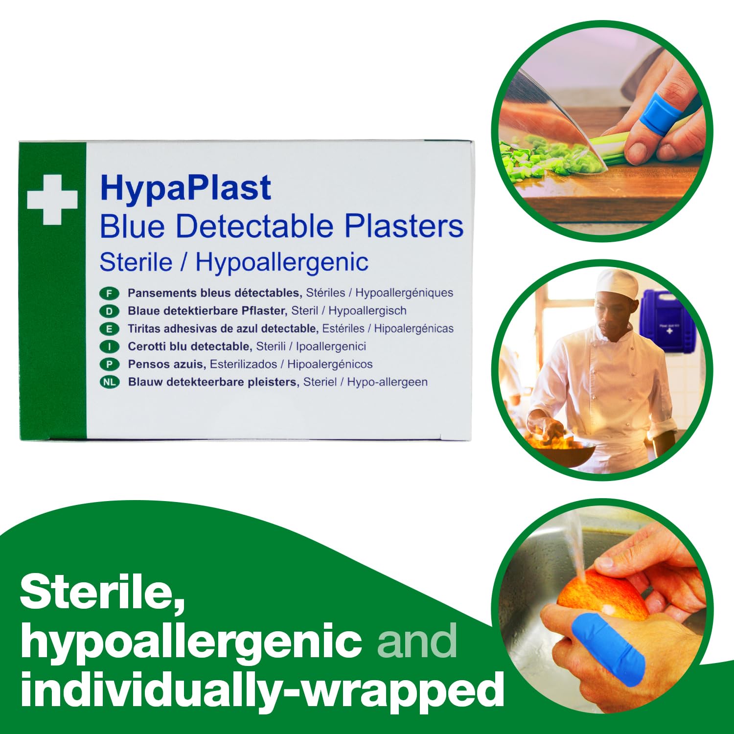 HypaPlast Blue Catering Plasters, 7.2x5cm (Pack of 100)