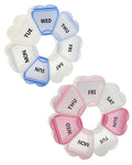 Large Weekly Pill Organizer,7 Day Cute Heart Pill Organizer,Weekly Container for Fish Oil/Medicine/Supplements (Blue1+Pink1)