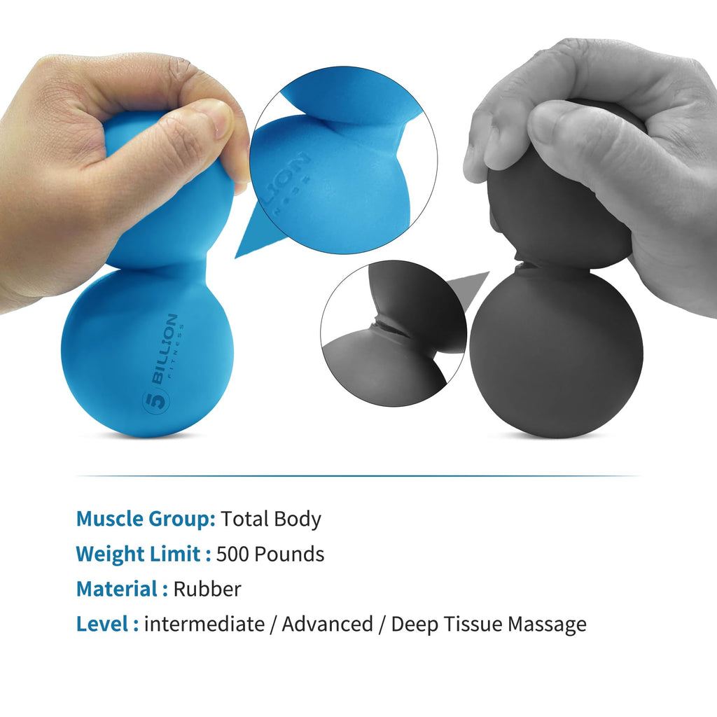 5BILLION Peanut Massage Ball - Double Lacrosse Massage Ball & Mobility Ball for Physical Therapy - Deep Tissue Massage Tool for