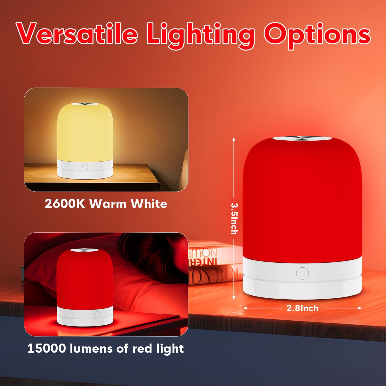 EPOE Red Light Therapy Sleep,Reds Nightlight with 670nm Wavelength Aid to Support Deep Relaxation,Touch Remote Control Red Light