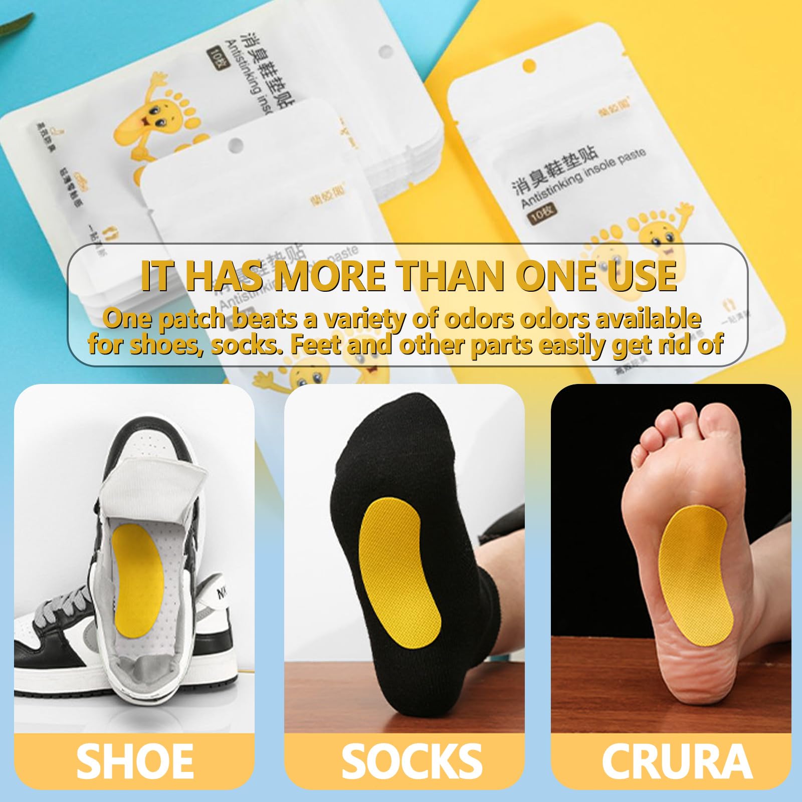 Outdoor Shoes Deodorant And Foot Deodorant Stickers, Natural Shoe Odor Removal Stickers - Strong Eucalyptus Lemongrass Fresh Sti
