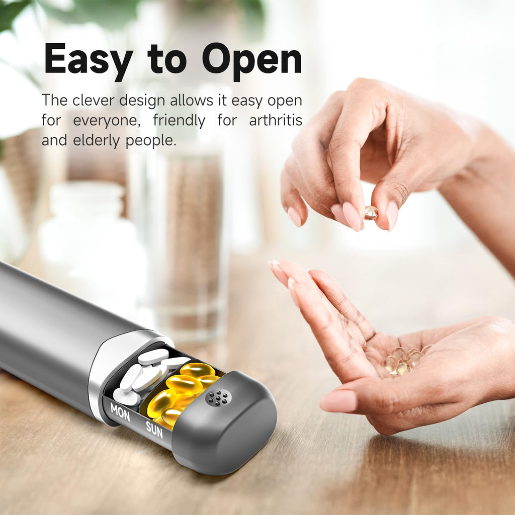 Weekly Pill Organizer, 7 Day Pill Box, Cute Pill Case for Travel, Daily Pill Dispenser Holder Container for Medicines Vitamin Fi