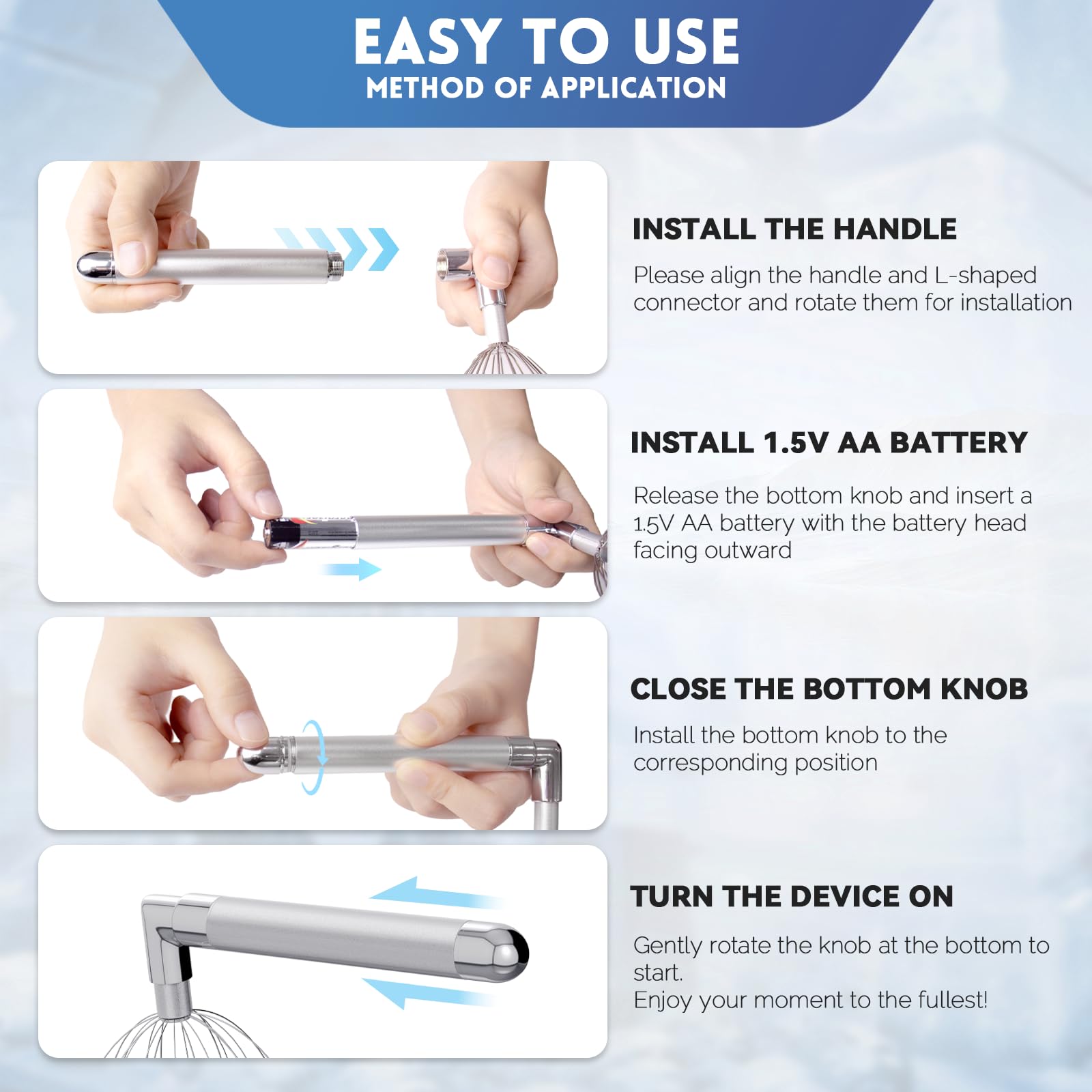 Head Massager Scalp - Electric Scalp Massagers with L-Handle, Waterproof Head Scratchers & Hair Massage Tool with 20 Metal Finge