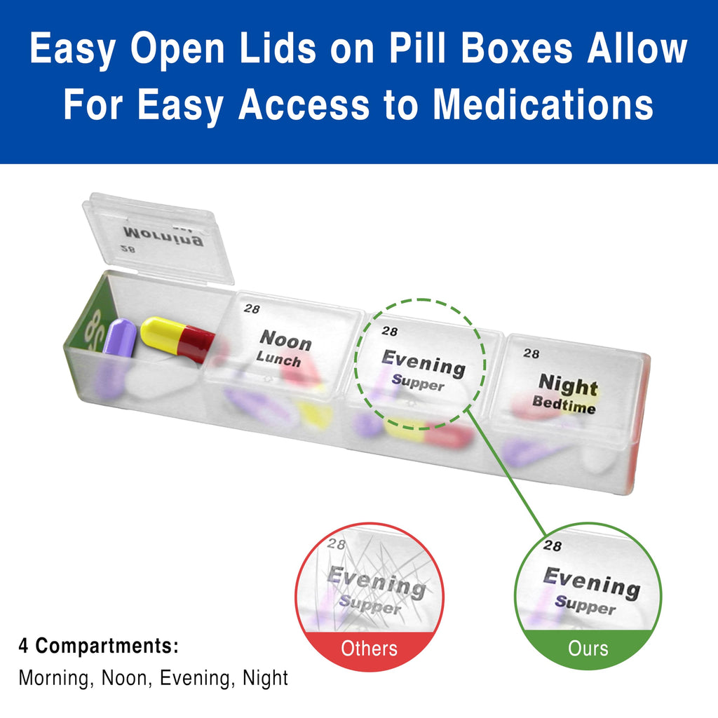 Medcenter FSA HSA Eligible Monthly Pill Box Organizer, 4 Times a Day, Extra Large 31 Daily Pill Cases with Compartments for Vita