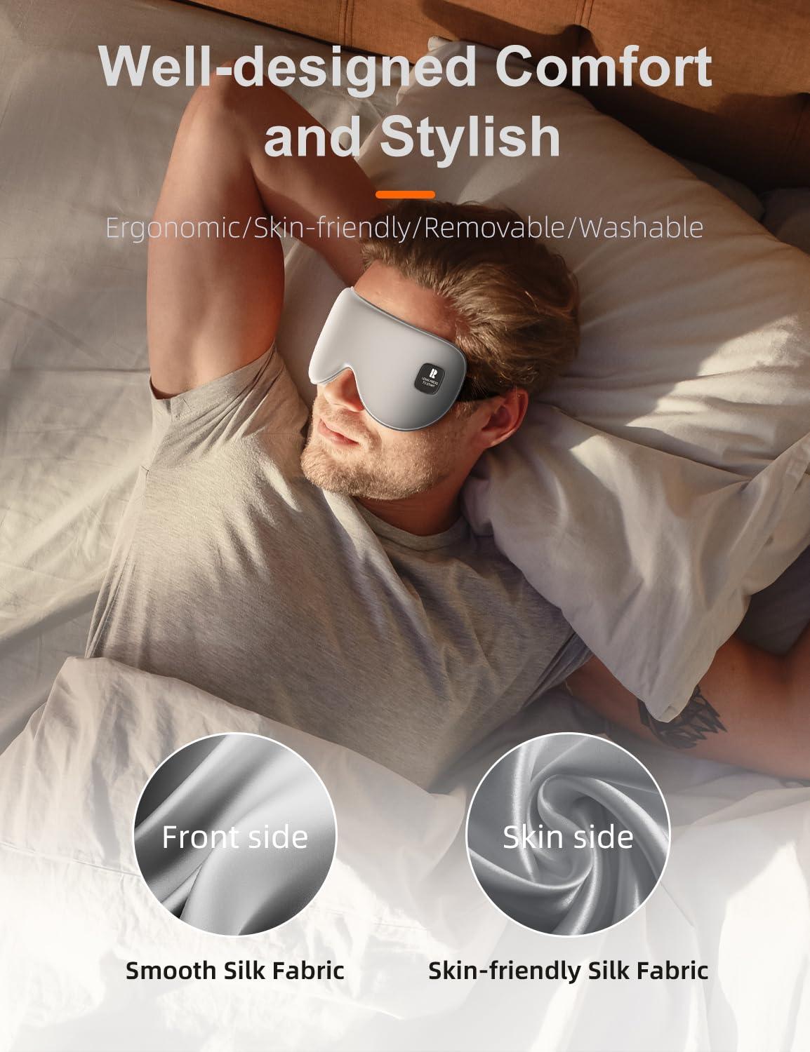 Silk Cordless Heated Eye Mask, Compress Heating Pad for Dry Eye Stye Eye Strain, Electric Warm Eye Mask for Airplane Sleeping, B