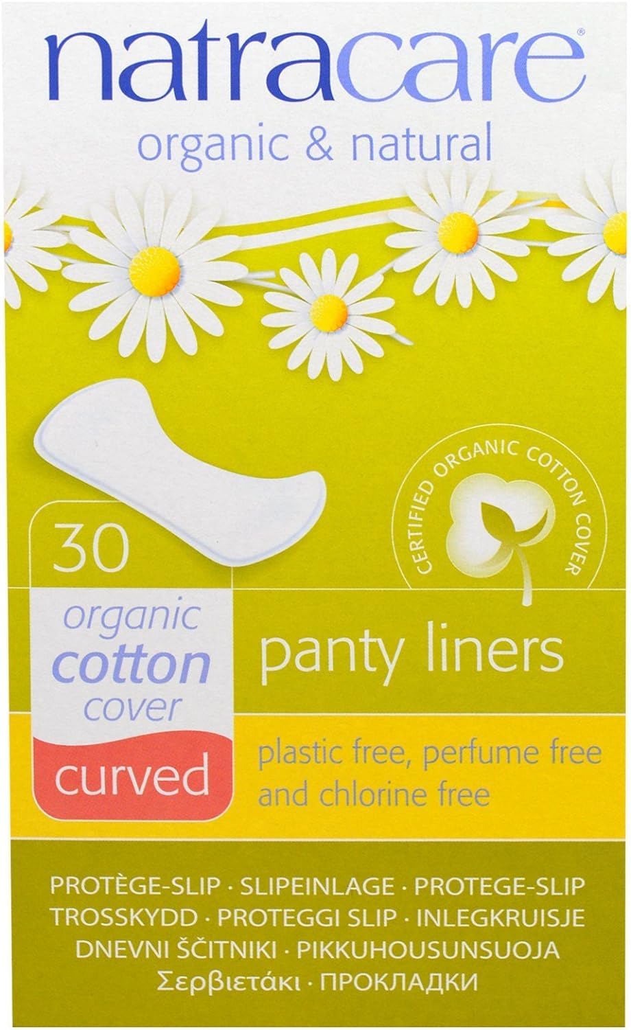 Natracare 3060 Natural Curved Panty Liners 30 Count (5 Pack)
