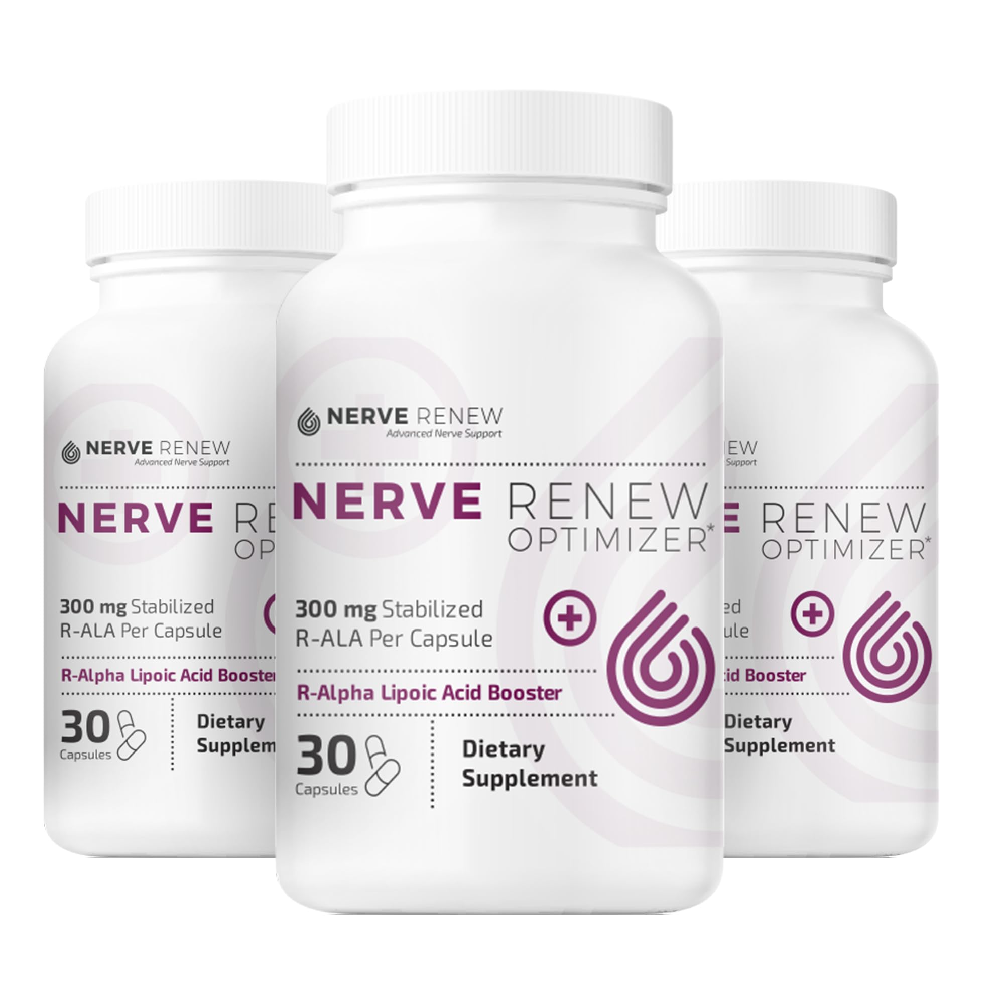 NERVE RENEW Optimizer, 3 Pack (90 Capsules) - 300 mg Stabilized R-Alpha Lipoic Acid per Capsule for Natural Nerve Discomfort Sup