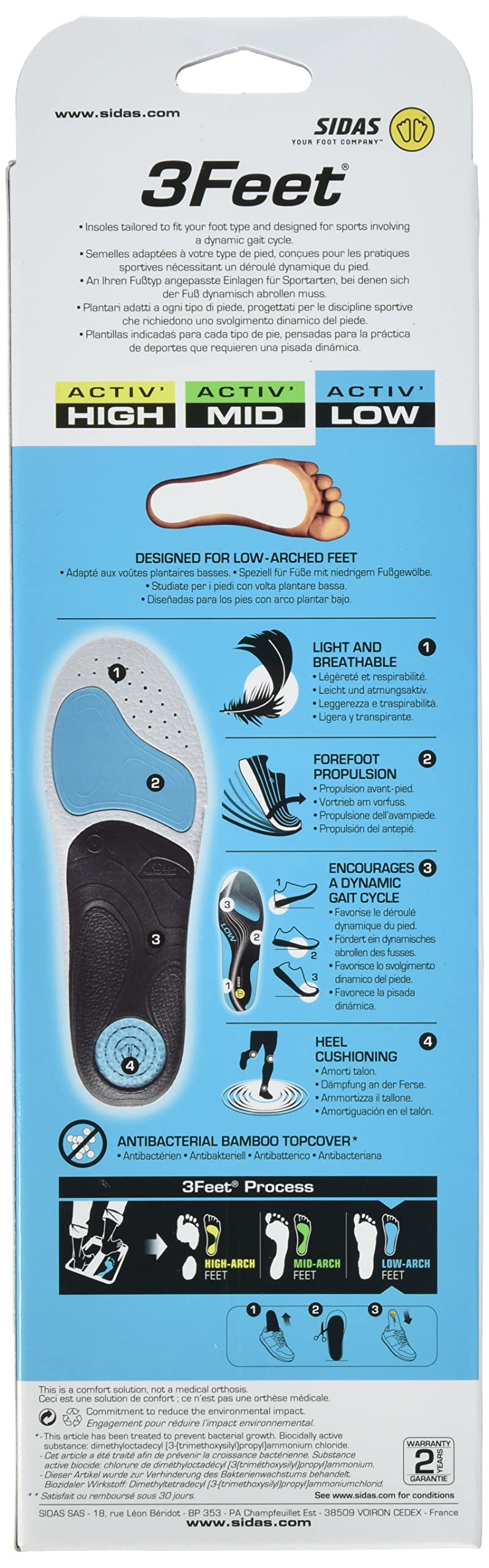 Sidas Activ Low Arch Insoles - SS22 - XX Large - Blue