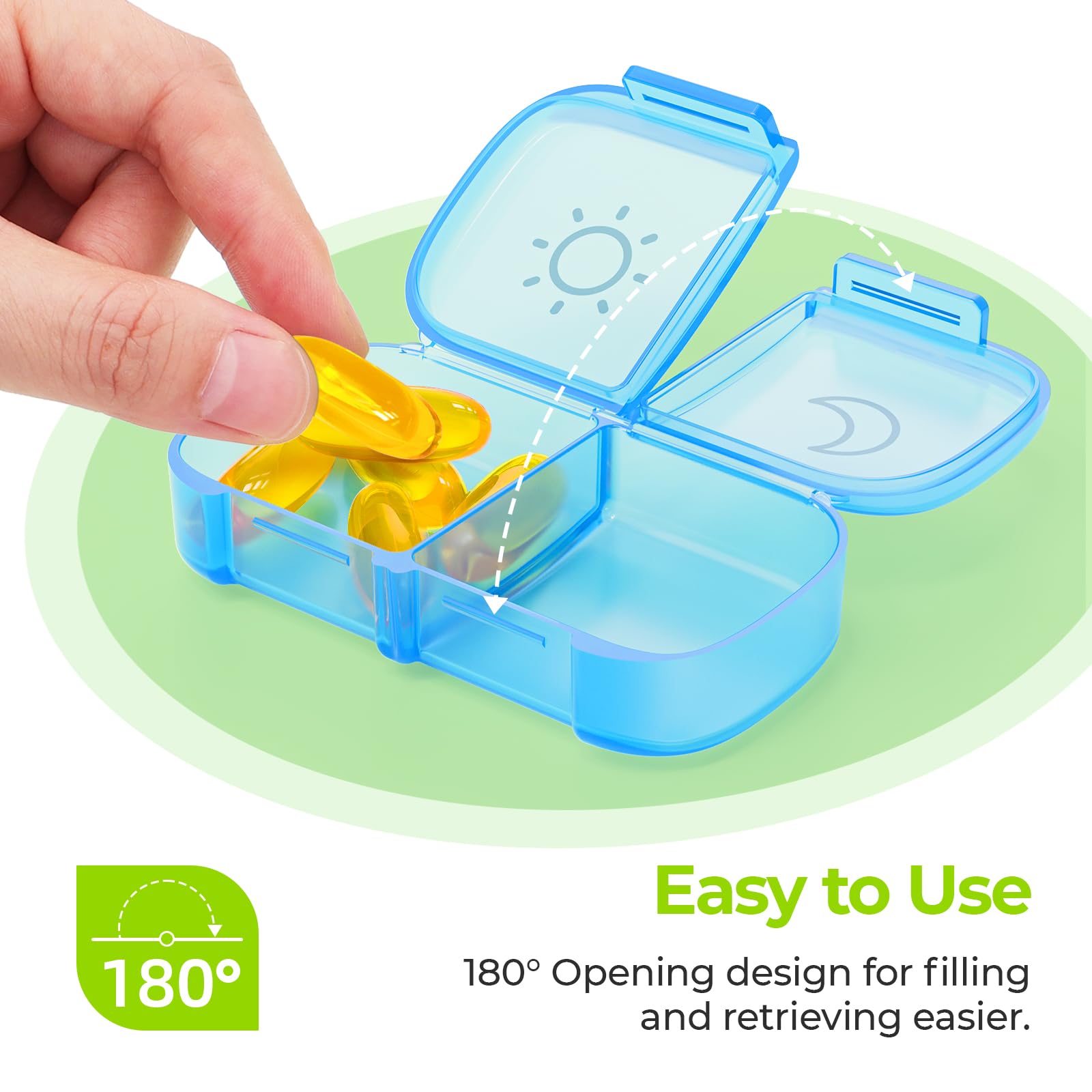 AUVON XL Weekly Pill Organizer 2 Times a Day with Large Opening for Easy Filling, AM PM Pill Box 7 Day in Rainbow Colors, Portab