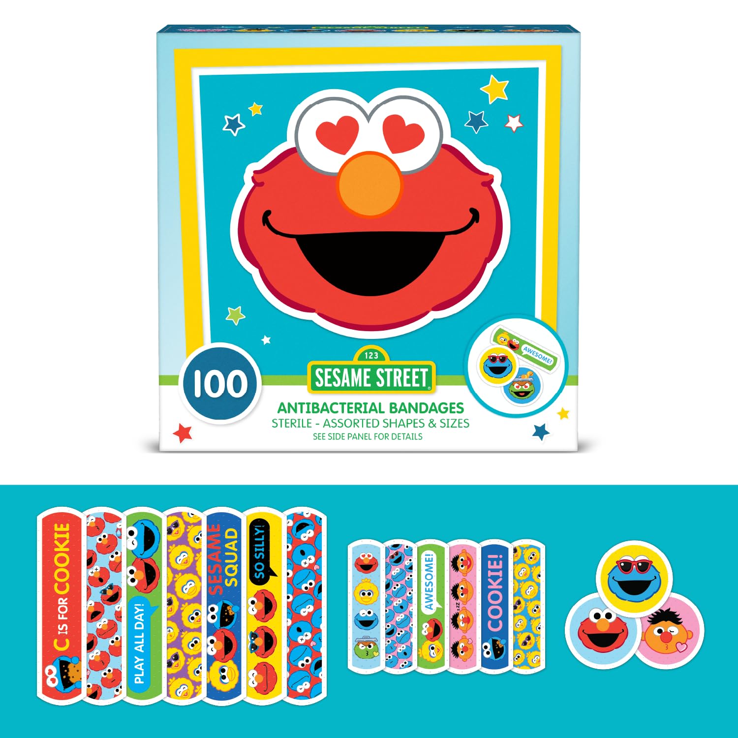 Sesame Street Kids Bandages, 100 CT | Great for Birthdays, Party Supplies Favors, Stickers, Stocking Stuffer or White Elephant G