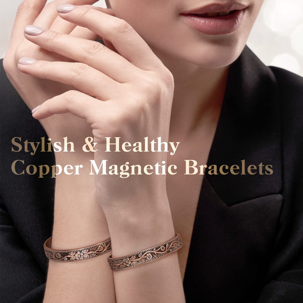 Magnetic Lymph Detox Bracelet: Copper Bracelet for Women Men, 100% Pure Copper Bracelet with 6 Magnets 3500 Gauss - Jewelry Gift