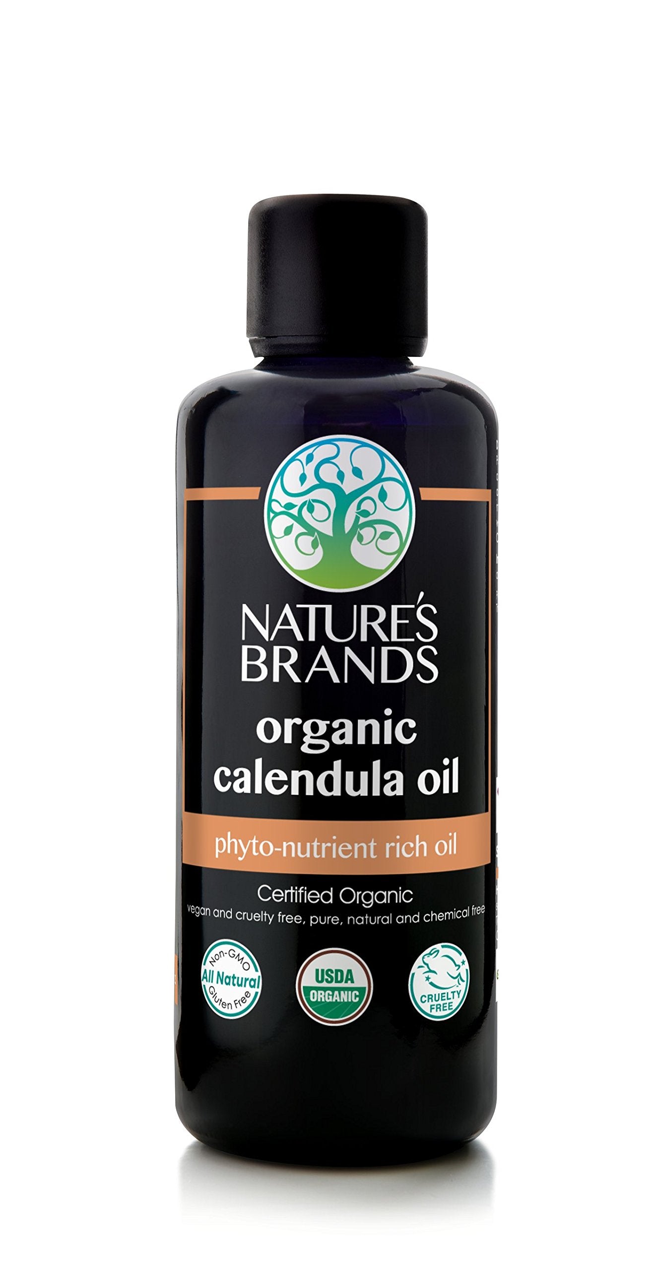 Natures Brands Organic Calendula Carrier Oil by Herbal Choice Mari (3.4 Fl Oz Glass Bottle) - No Toxic Synthetic Chemicals