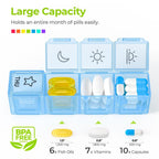 AUVON iMedassist Moisture-Proof Weekly Pill Organizer 4 Times a Day, Large 7 Day Pill Box Case with Portable Design for Travel,