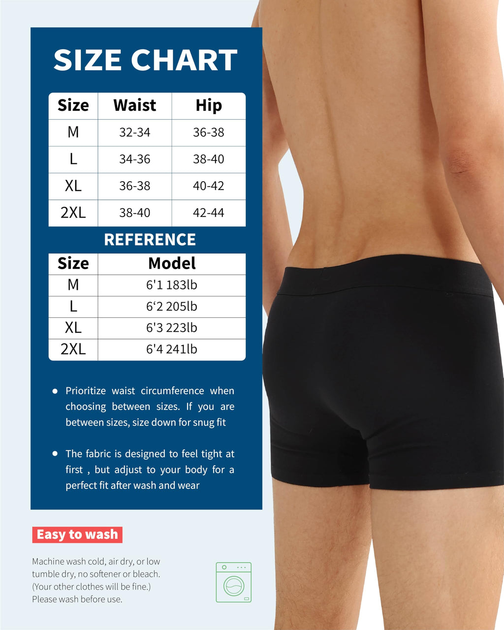 REELINDRY Mens Incontinence Underwear Washable, 2.3 oz Leak Proof Absorbent Odor Neutralization Briefs for Bladder Leak 2 Pack(B