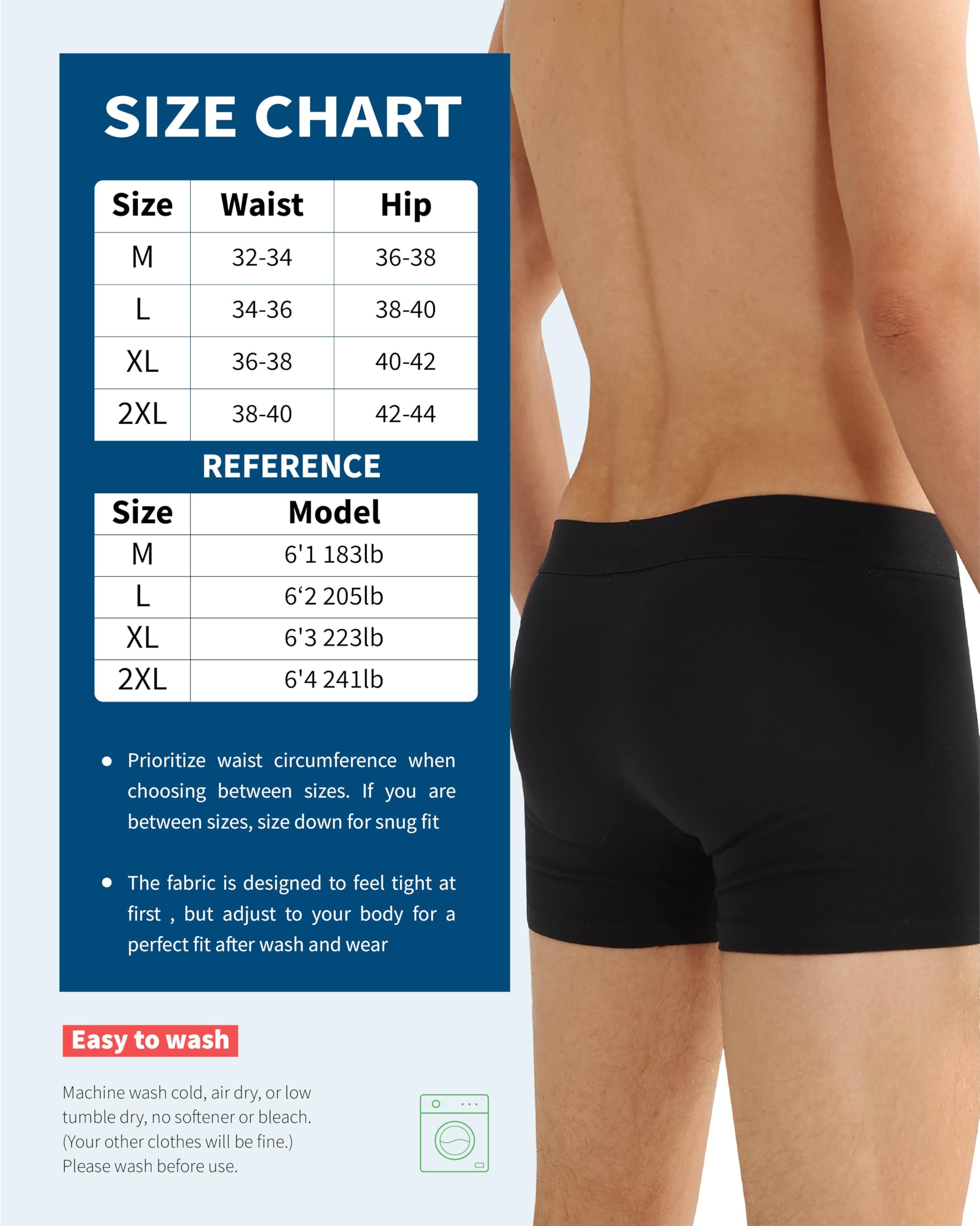 REELINDRY Mens Incontinence Underwear Washable, 2.3 oz Leak Proof Absorbent Odor Neutralization Briefs for Bladder Leak 2 Pack(B