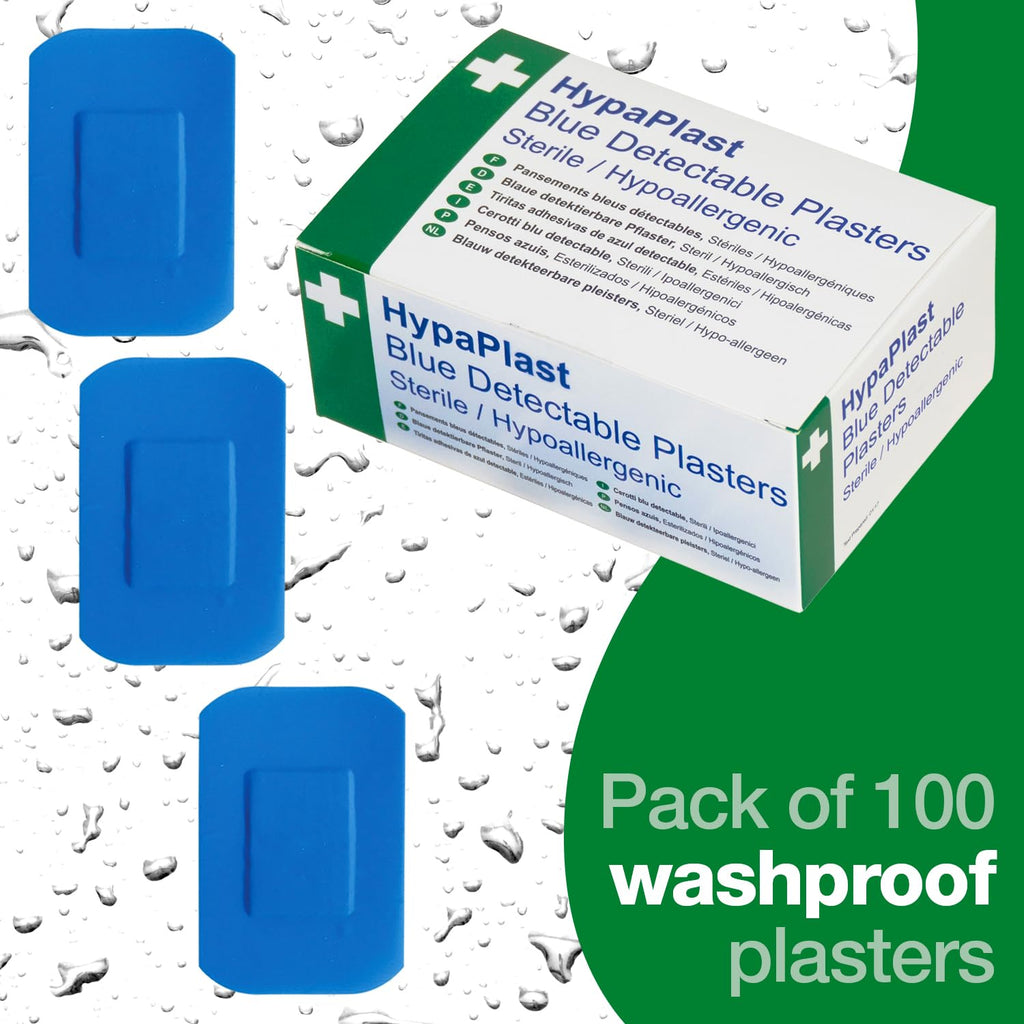 HypaPlast Blue Catering Plasters, 7.2x5cm (Pack of 100)