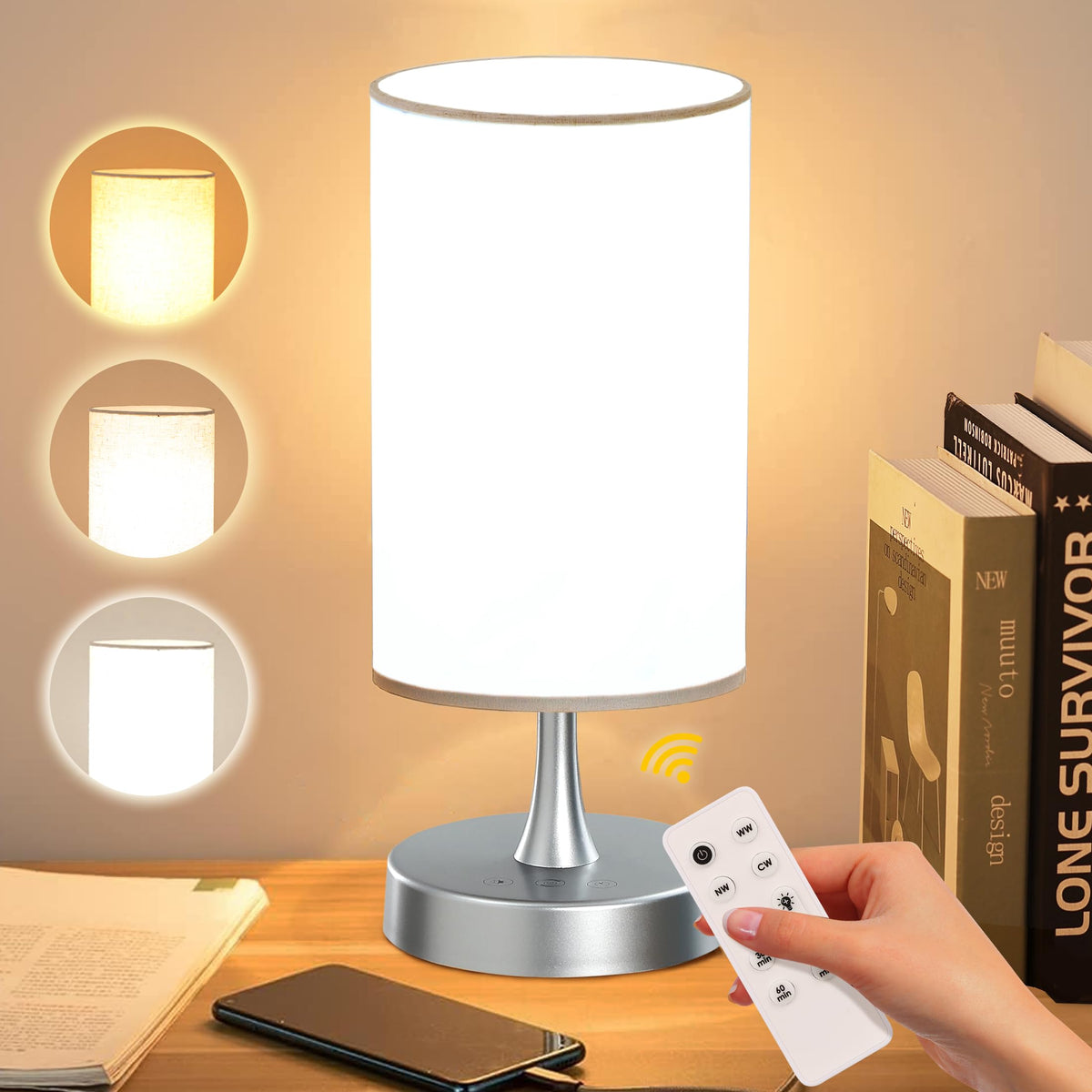Caromolly Light Therapy Lamp, 10000 Lux Light with Remote Control, 3 Color Temperature & 4 Brightness Level & Timer, Daylight La