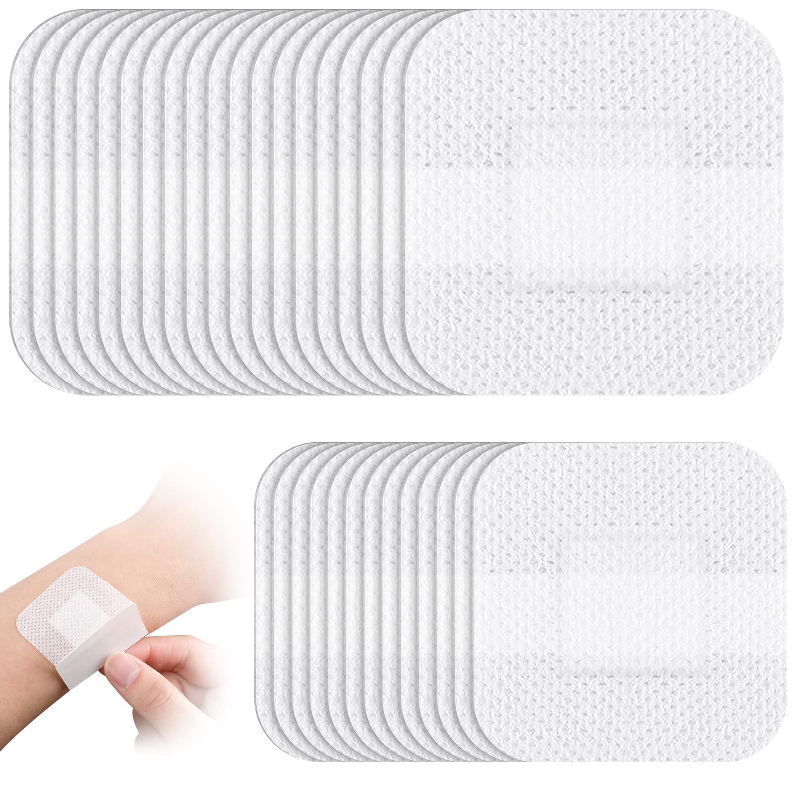 60 Pcs Bordered Gauze Adhesive Island Dressing Wound Dressing Waterproof Gauze with Pad Breathable Bandage Individually Packed P
