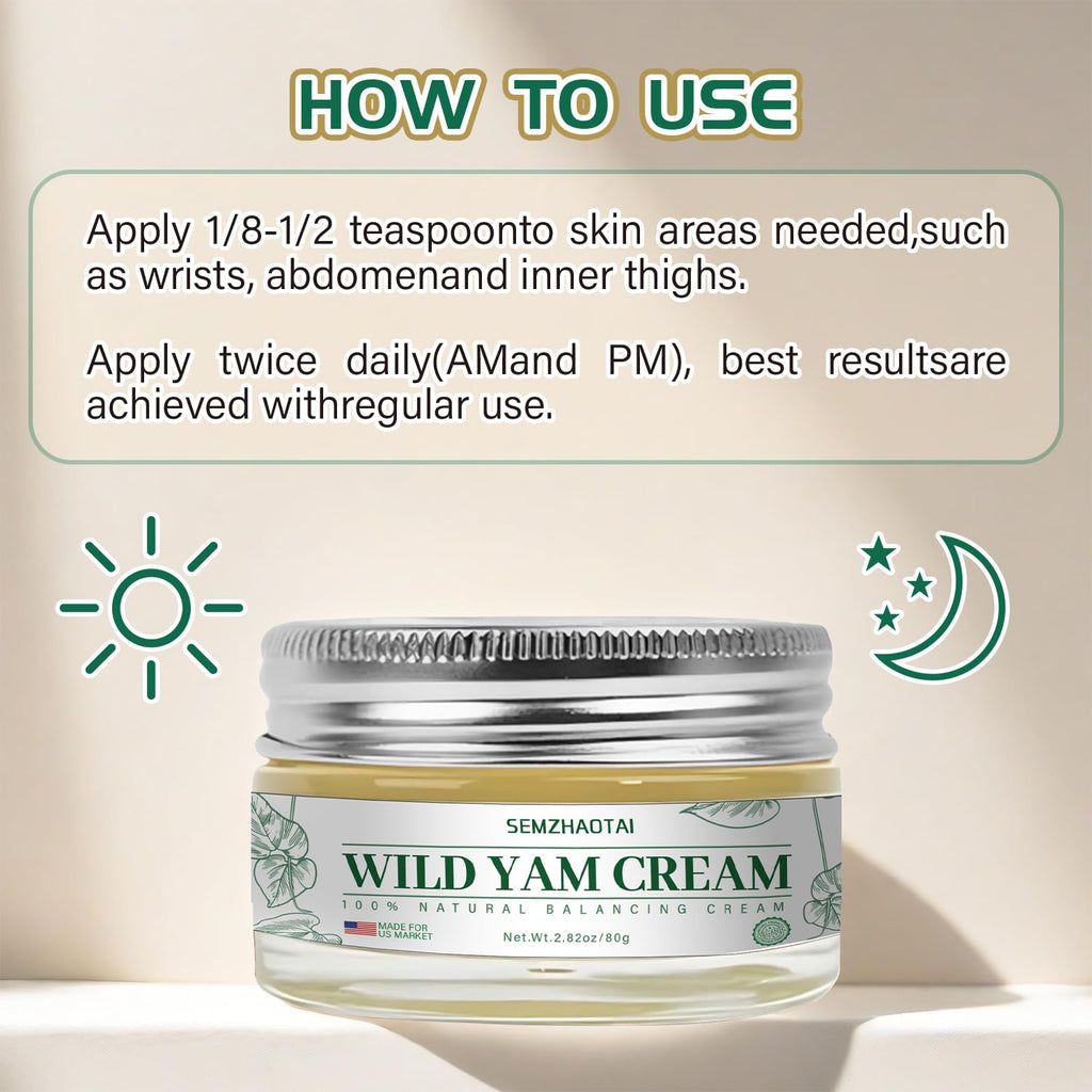 Organic Wild Yam Cream - Hormone Balance & Menopause Relief, Supports Hot Flashes & Night Sweats, 2.82 oz - Designed for the U.S