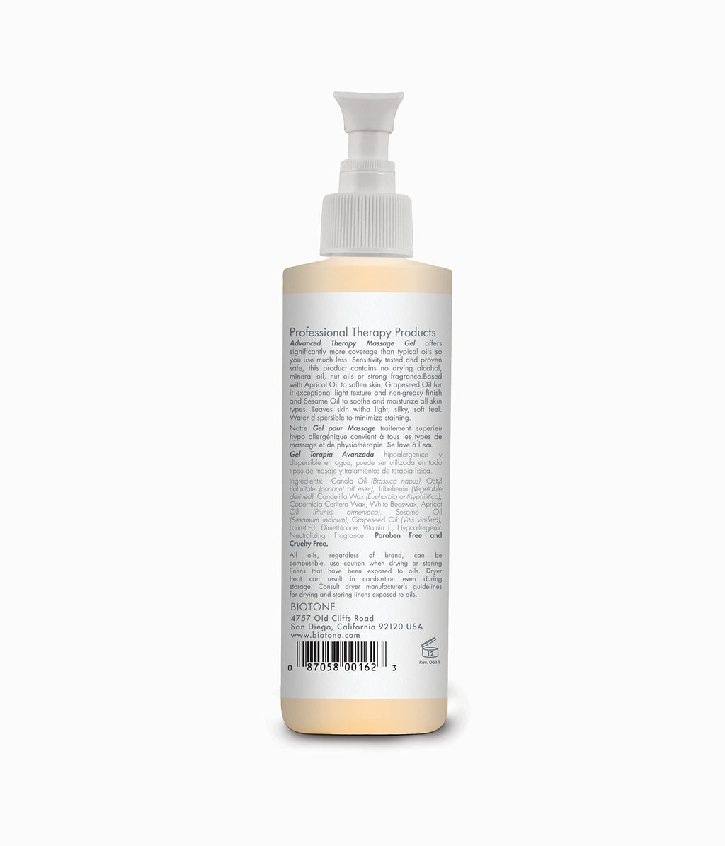 BIOTONE Advanced Therapy Massage Gel, Smooth, Silky Glide Without the Oil Feel, Ideal Workability, Nut-Oil Free, Hypoallergenic
